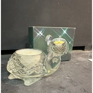 Vintage Avon Candle Sparkling Turtle Glass Candle Holder Meadow‎ Morn
